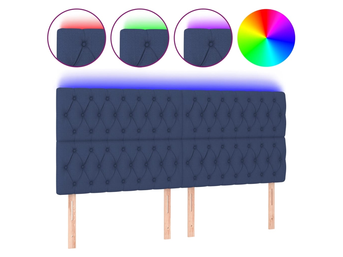 Cabeceira de cama MAISON EXCLUSIVE com luzes LED em tecido azul (200x7x118 cm)