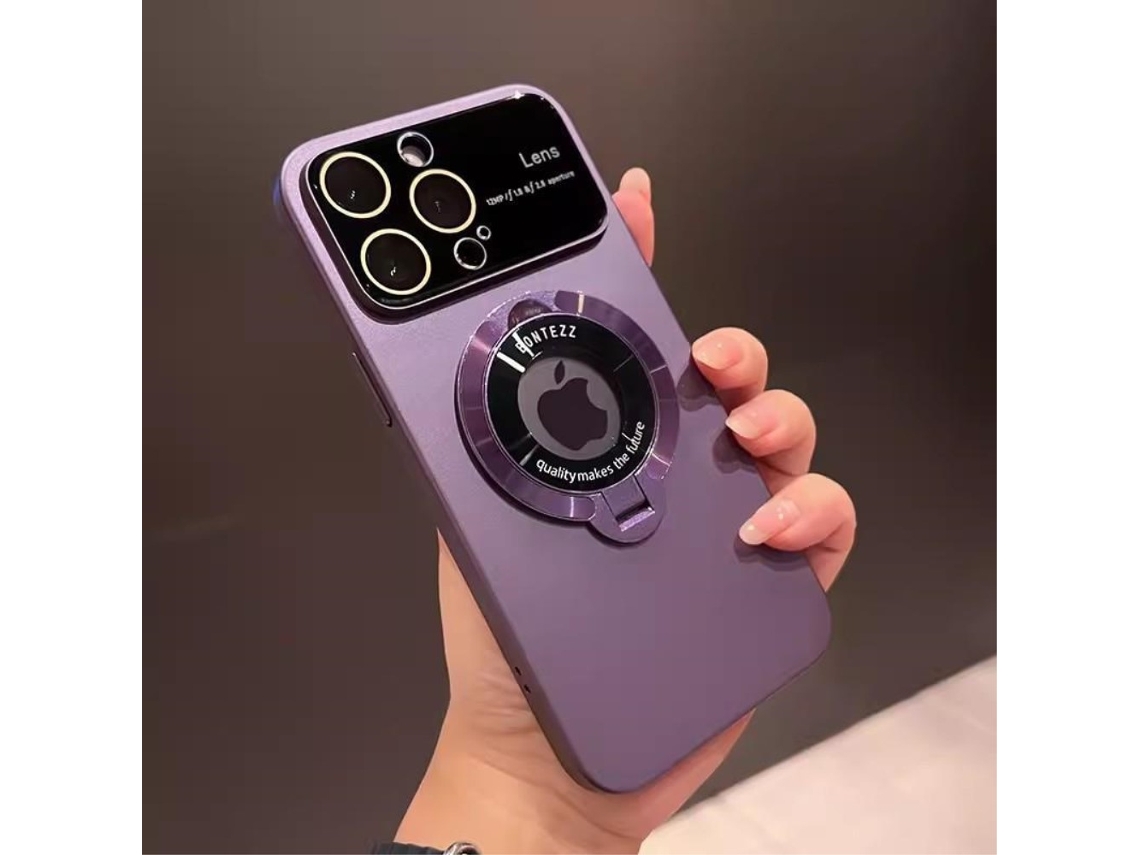Suporte Casa Quedas Magsafe Para Iphone 15 Pele Sintética Roxo