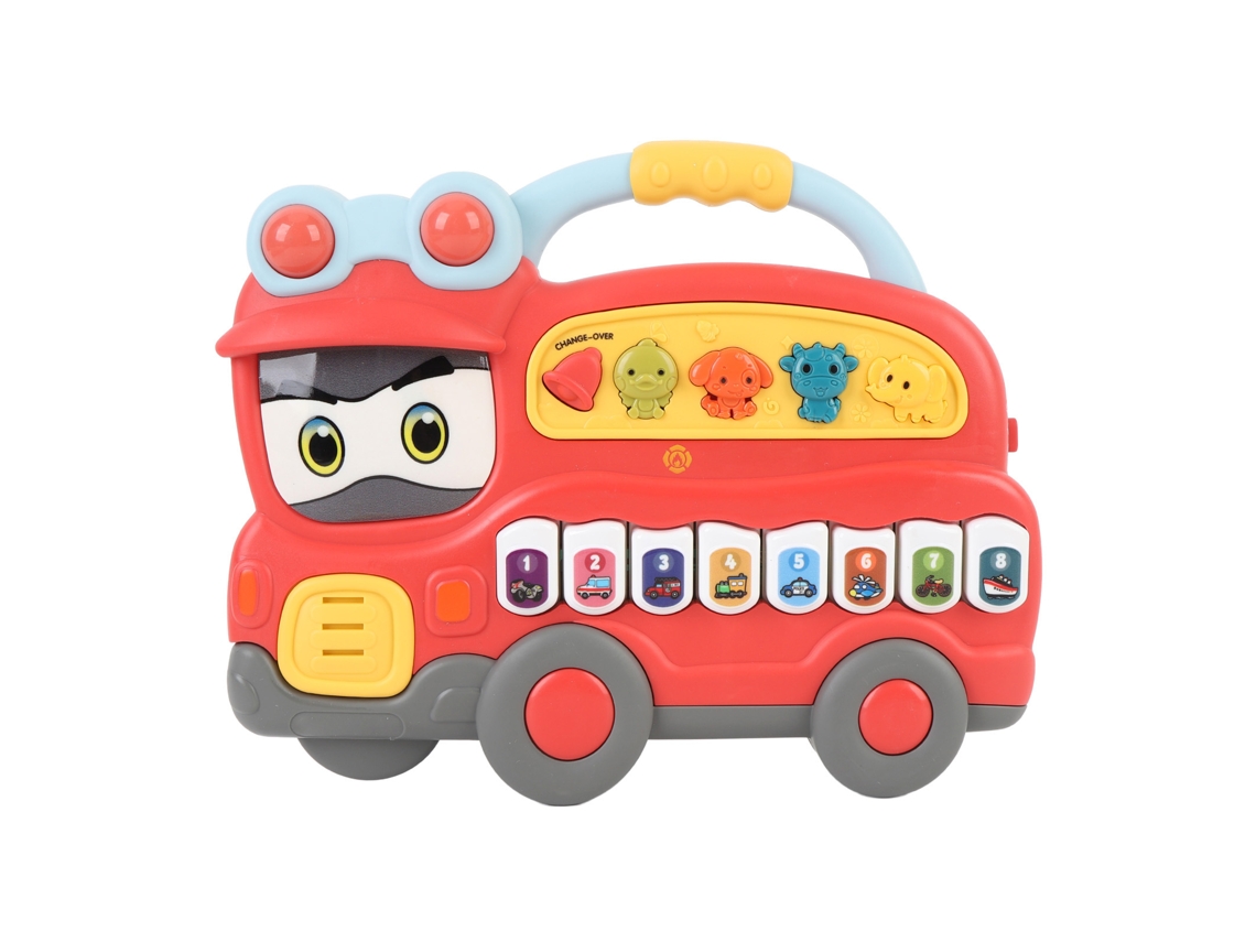 Primerox brinquedo Piano Eletrônico Musical Caminhão de Bombeiros com Luz e Som para Crianças