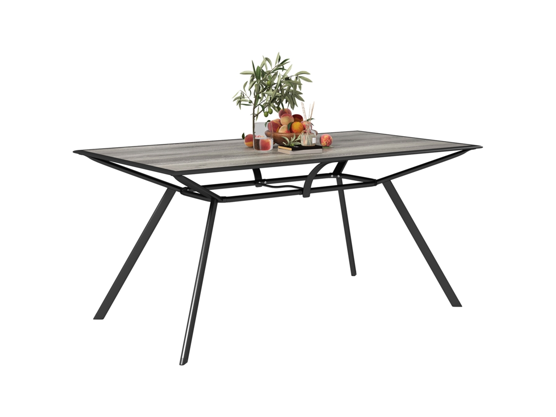 Mesa de Refeição de Jardim Dpc e Aço Cor Cinzento 160x90x73 cm Outsunny
