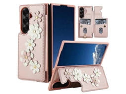 Capa Transversal De Couro Com Estampa Floral Para Samsung Galaxy Z Fold7 5g