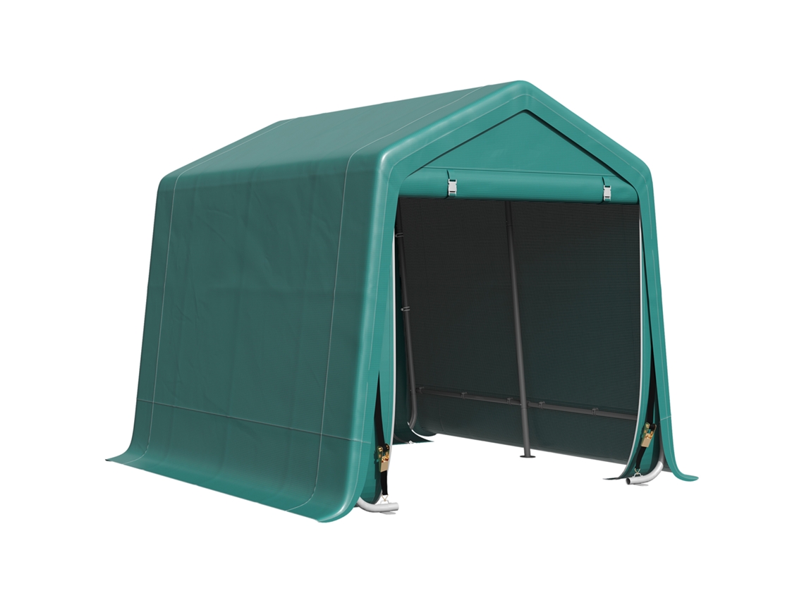 Barraca de Jardim Externa 2,4x2x2 M com 2 Portas e Zíper Barraca Verde Anti uv op