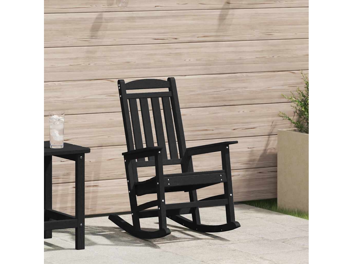 Vidaxl Cadeira De Baloiço De Jardim Preto Hdpe