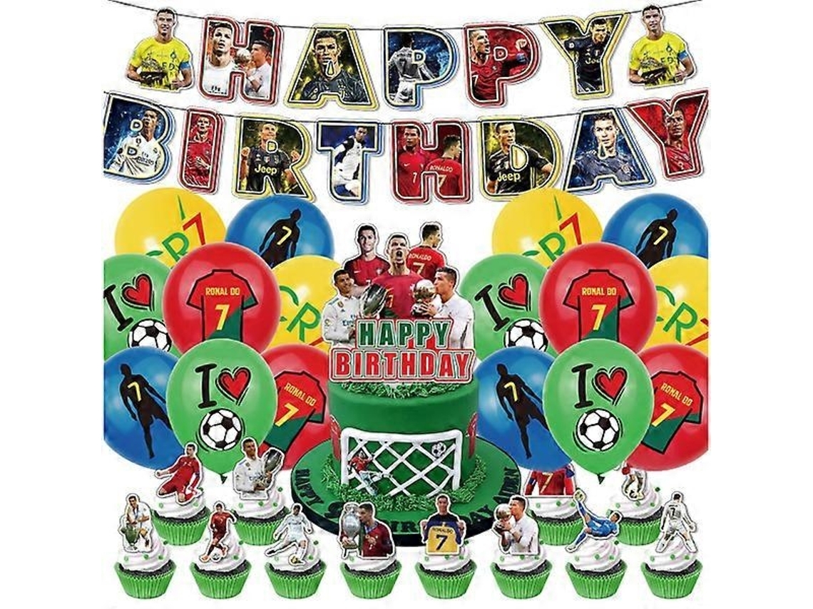 Decoração De Festa Aniversário Do Ronaldo Com Banner, Balões E Bolo - Perfeito