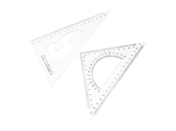 Suporte triangular de 2 peças para estudantes e desenvolvimento técnico com esquadro de transferência, feito de materiais.