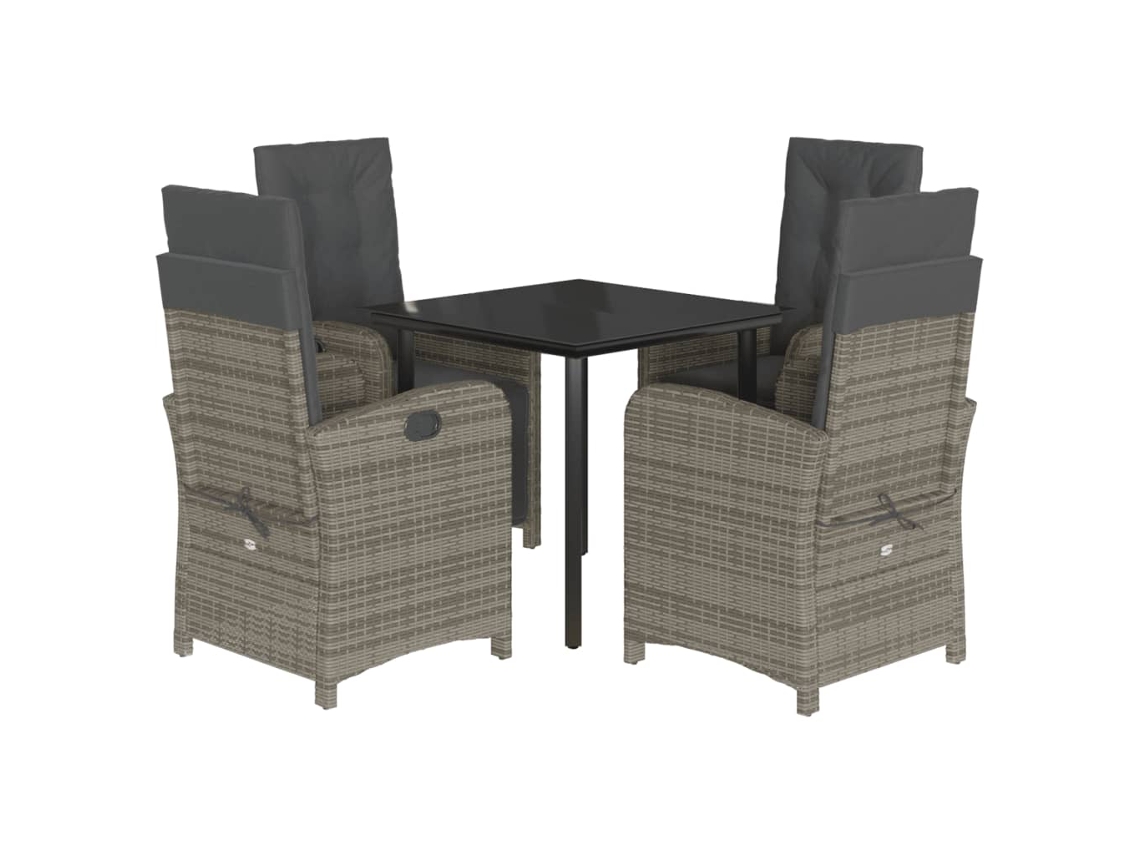 Maison Exclusive - 5 Pcs Conjunto De Jantar P/ Jardim C/ Almofadões Vime Pe Cinza