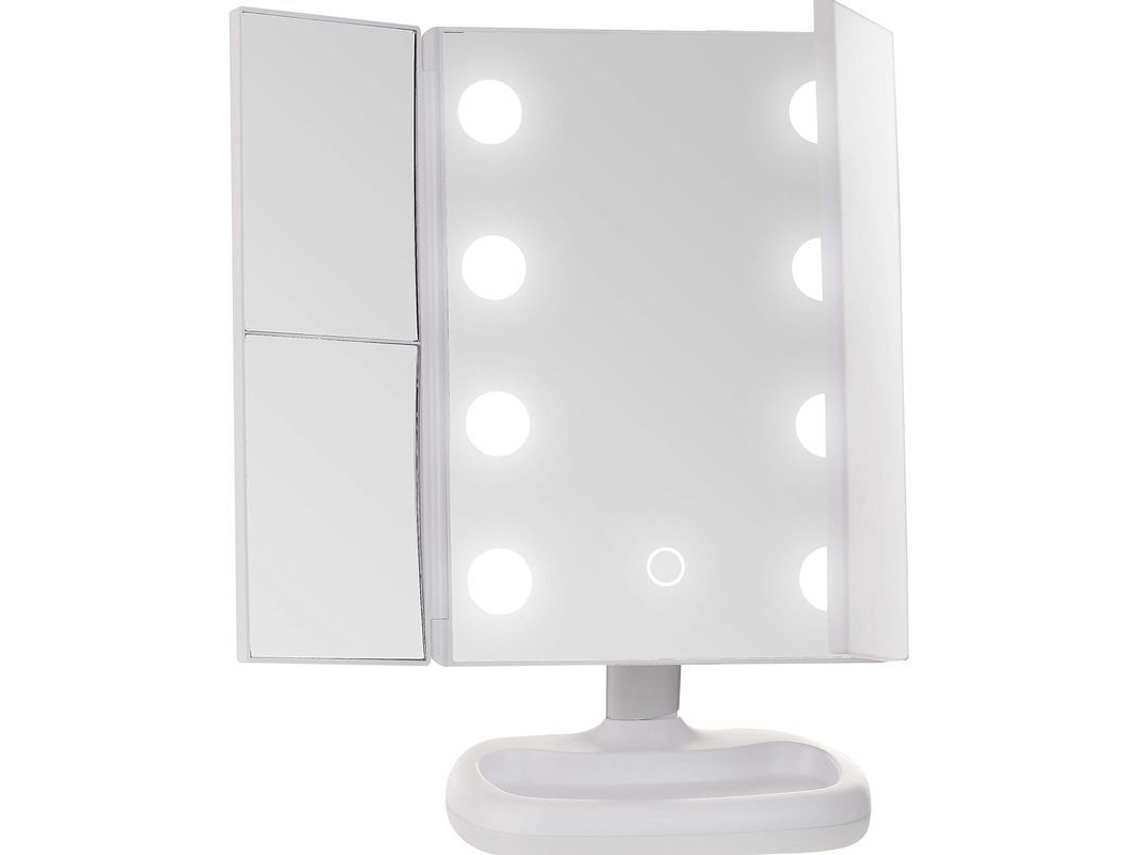 Espelho de Vanidade Triplo com Luminária Belo 1x/2x/3x Magnificação Branco