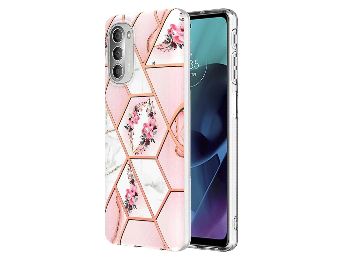Capa De Celular Em Tpu Com Estampa Floral Marmorizada Para Motorola Moto G51 5g