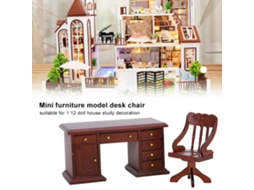 Primerox miniatura Mesa e Cadeira de Madeira 1:12 para Casa de Bonecas Acessórios Decoração