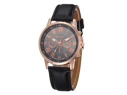 Relógio de Pulso Feminino Casual de Quartzo com Pulseira de Couro Pu Redondo Branco