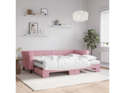 Vidaxl Sofá-cama Com Gavetão E Colchões 80x200 Cm Veludo Rosa