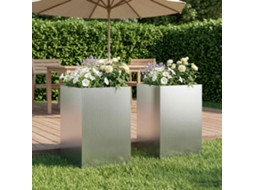 Vidaxl Vaso De Jardim 2 Unid. Prateado 50 X 50 X 75 Cm Aço Galvanizado