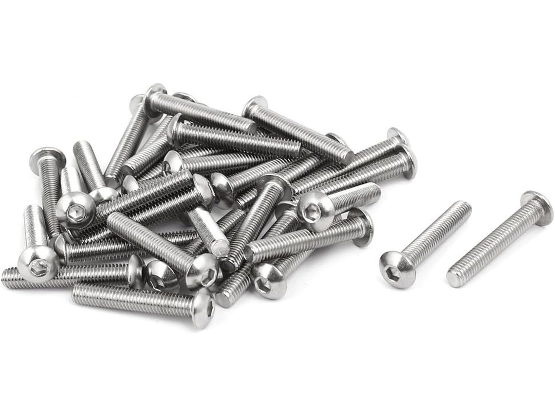 Parafusos de Cabeça Sextavada com Encaixe para Botão M5x30mm em Aço Inoxidável 304, 35 Peças CHABERLU