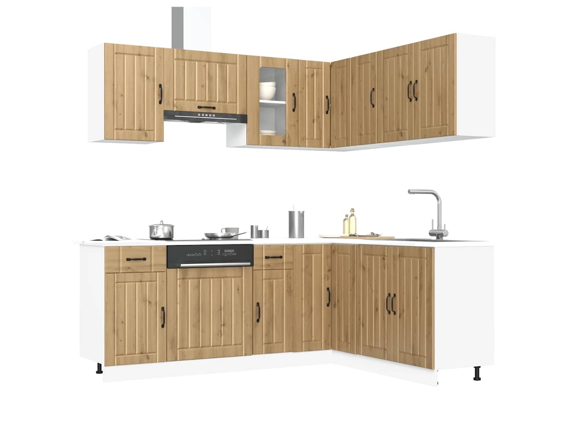 Vidaxl 11 Peças Armário De Cozinha Conjunto Lucca Carvalho Artesanal