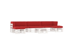 Vidaxl 6 Pcs Conj. Lounge Paletes + Almofadões Pinho Impregnado Branco