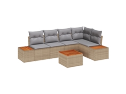 Conjunto 6 Conjunto De Sofás Para Exterior Vidaxl Bege Vime Pe (55 X 55 X 37 Cm)