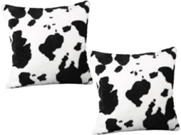 2 Capas de Almofada Quadradas Pelúcia com Estampa Vaca, Zíper Invisível, Capa Decorativa para Sofá, CHABERLU