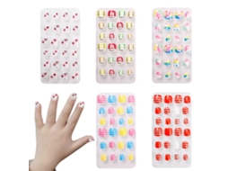 Conjuntos De Unhas Postiças Para Crianças Cobertura Completa Unhas Postiças Curtas Presente Adorável Para Crianças Meninas Estilo1 ZMDECQNA