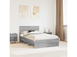 Vidaxl Estrutura Da Cama Com Cabeceira Cinza Sonoma 120 X 123 Cm