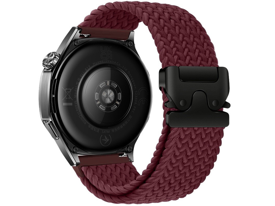 Pulseira Esportiva de Nylon Trançado Con Fecho Paraquedas, Vermelho Vinho, 22mm Compatível com Huawei Gt5 e Samsung