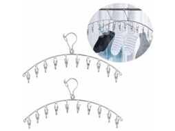 Rack de Secagem Nova Line para socks e roupas íntimas, aço inox, 10 ganchos, plegável | S/MARCA
