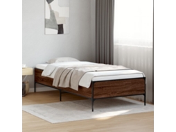 Estrutura De Cama Derivados De Madeira/metal Carvalho Castanho