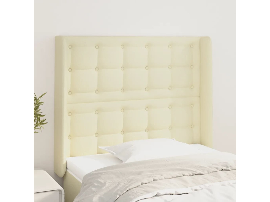 Vidaxl Cabeceira Cama C/ Abas Couro Artificial 93x16x118/12 Cm Creme