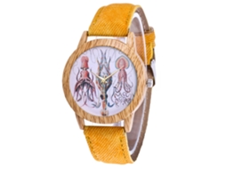 Relógio de casal casual de quartzo com pulseira simples de jeans (amarelo)