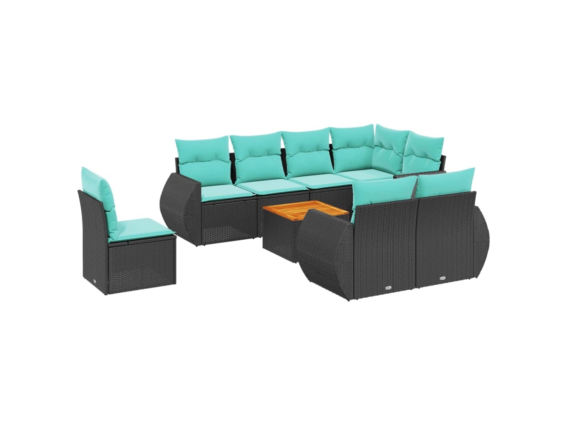 Conjunto de Sofá de Jardim, 5 Peças, Almofadas, Rattan Preto MAISON EXCLUSIVE