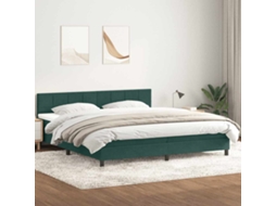 Cama Com Molas/colchão 180x220 Cm Veludo Verde-escuro