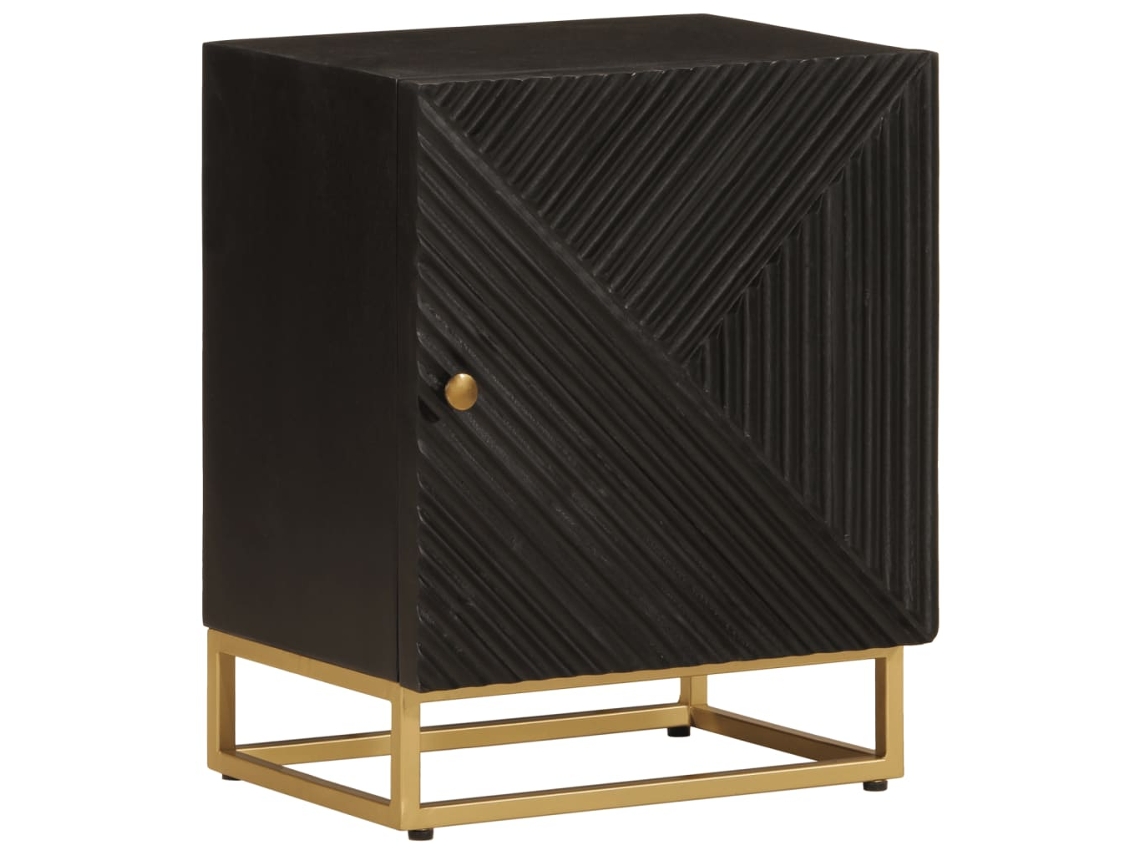 Vidaxl Mesa De Cabeceira 40x30x50 Cm Mangueira Maciça/ferro Preto