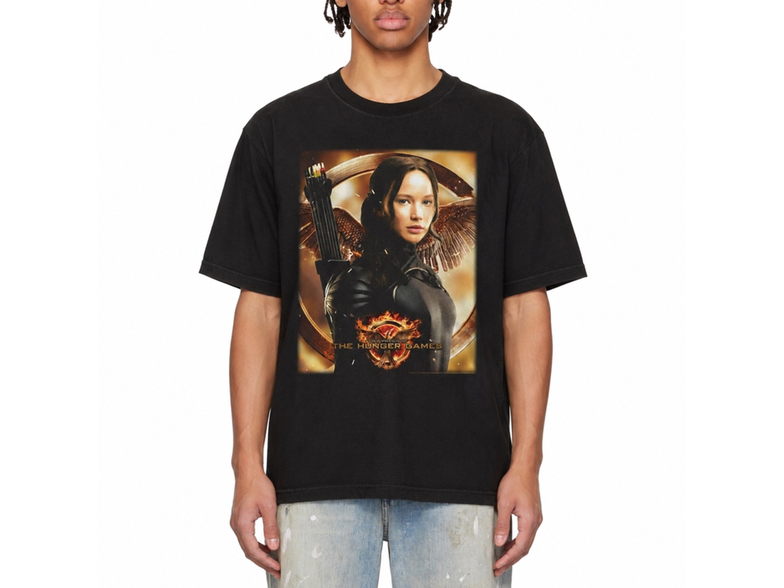 Rockinstone Hunger Games Movie Katniss Mockingjay Background Black Adult T-shirt Size:m