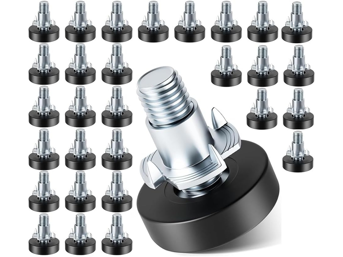 Conjunto De 30 Protetores Pés Para Móveis, Em Plástico Preto, Com Ajuste De Nivelamento, Ideais Para Mesas E Outros