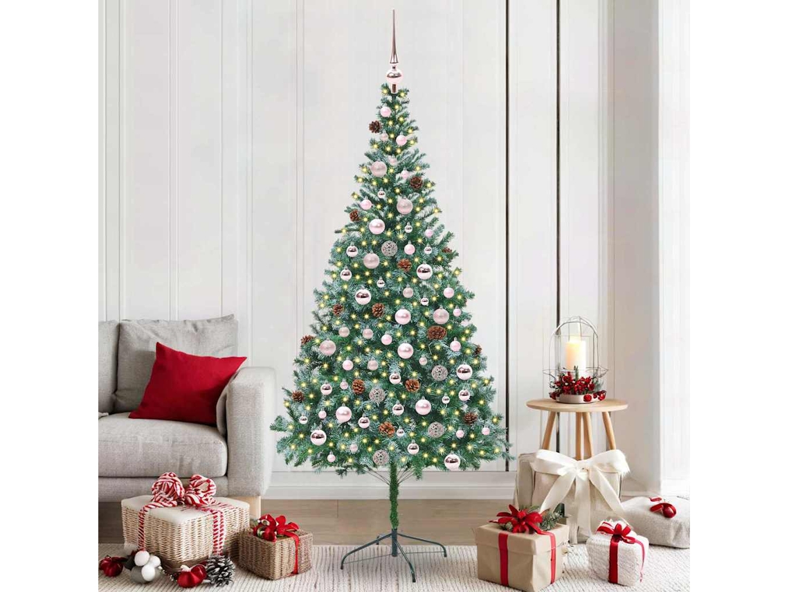 Vidaxl Árvore De Natal Artificial Com 300 Leds Verde 210 Cm Pvc E Aço