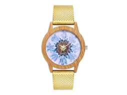 Relógio de pulso unissex Zhoulianfa com mecanismo de quartzo e pulseira redonda de malha (dourado)