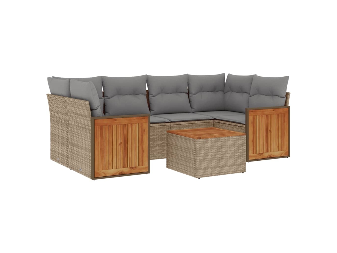 Maison Exclusive - 7 Pcs Conjunto De Sofás P/ Jardim Com Almofadões Vime Pe Bege