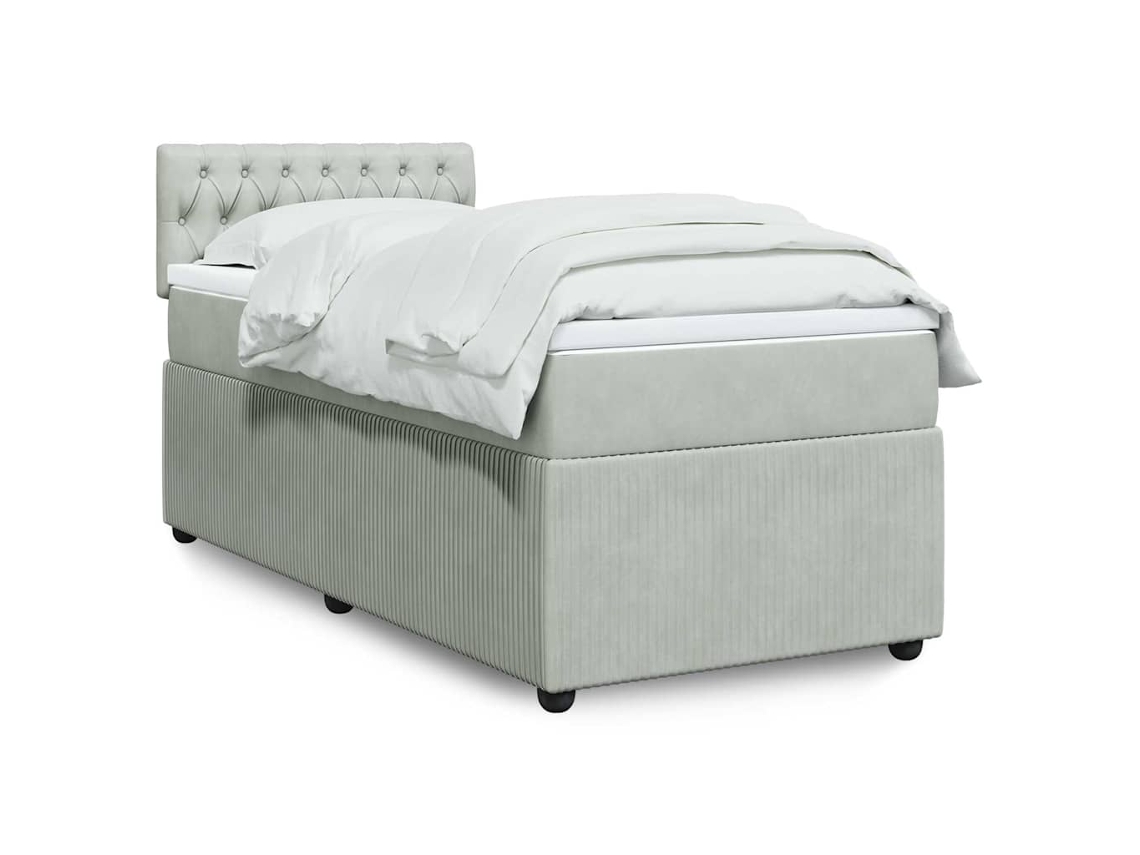 Vidaxl Cama Com Molas/colchão 100x200 Cm Veludo Cinza-claro