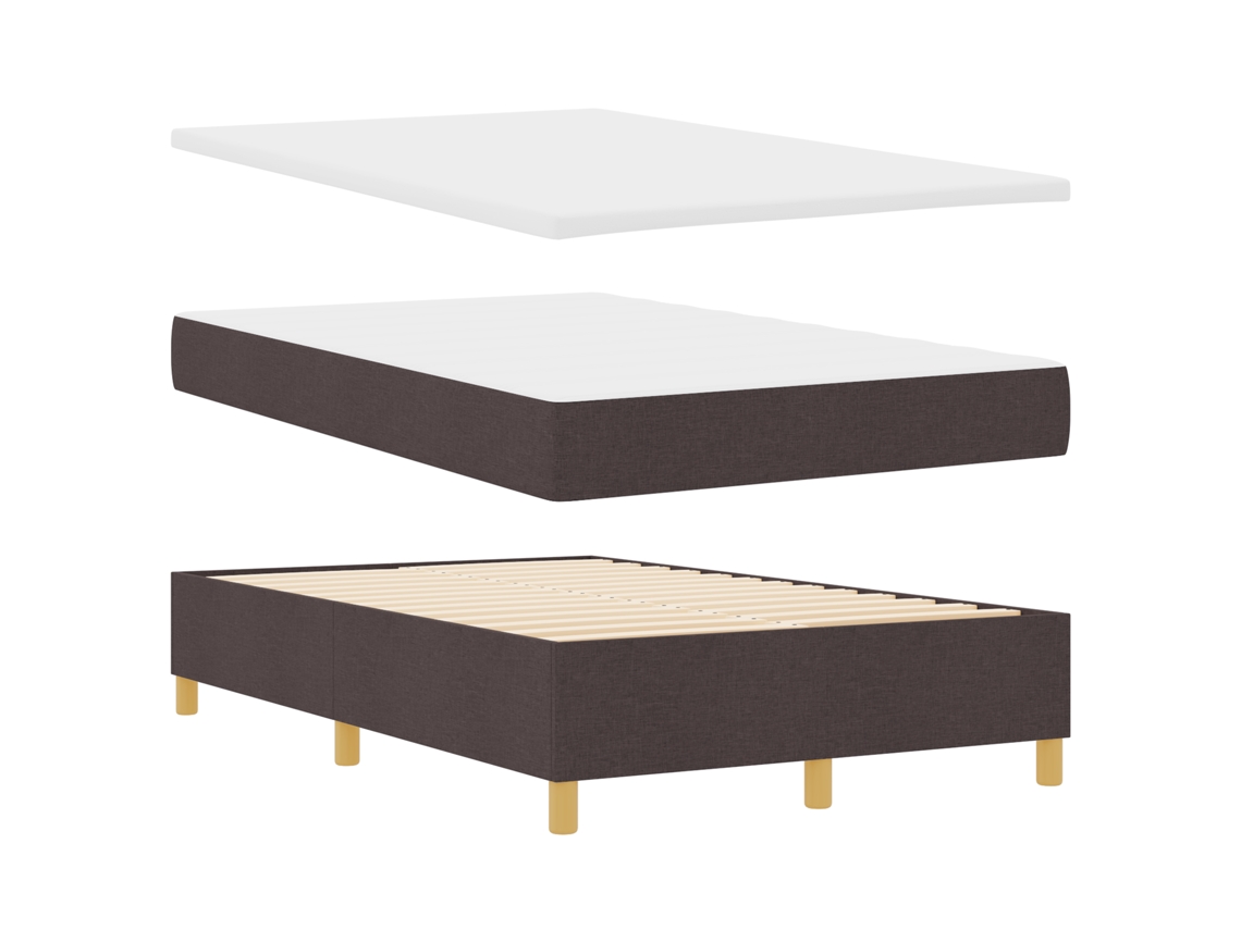 Estrutura De Cama Elegante Castanha Escura Vidaxl Castanho Fabric (120x200 Cm)
