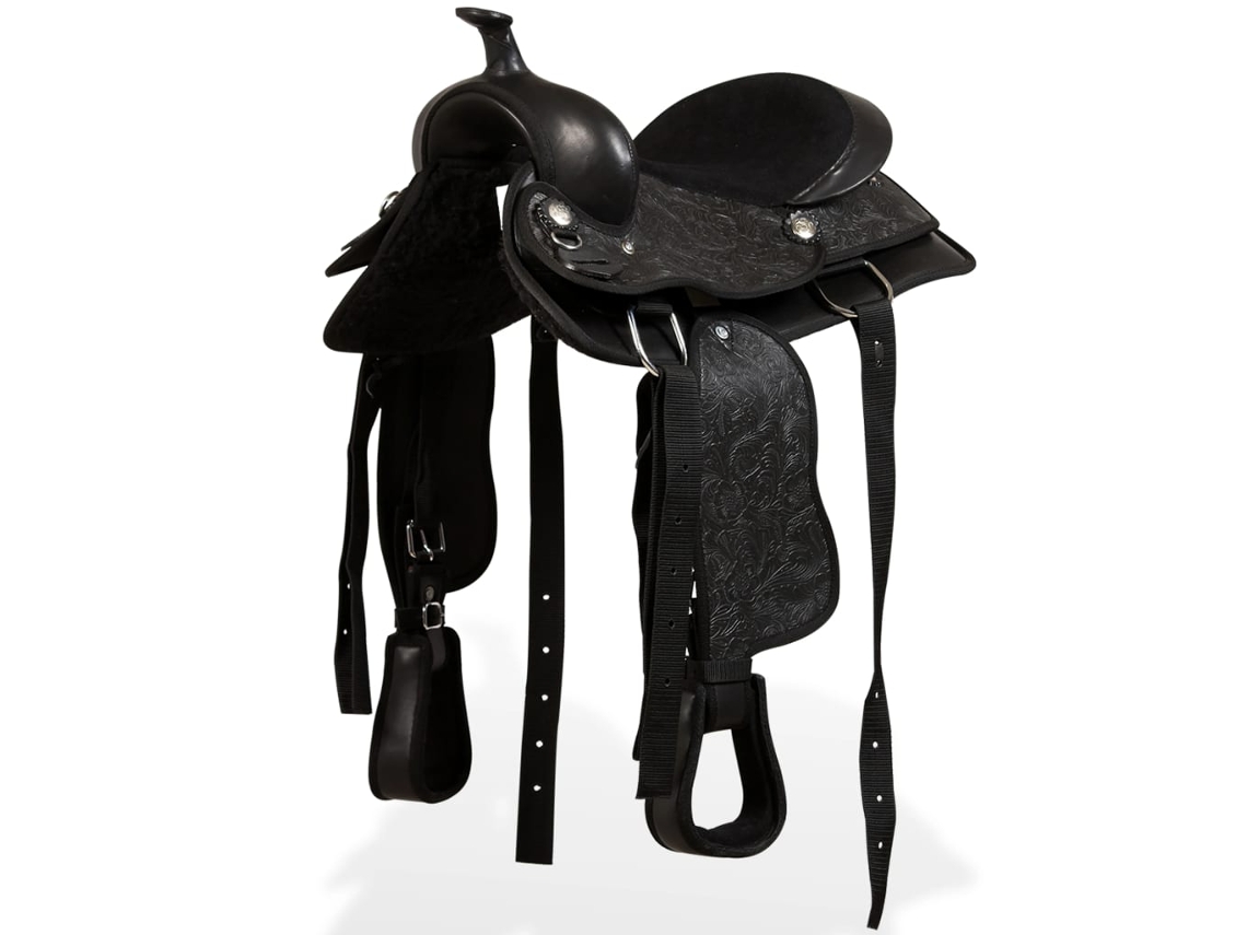 Western Horse Saddle, Western Horse Saddles Vidaxl Preto Couro (13 In)