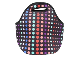 Lancheira Térmica Isolada, Impermeável, em Neoprene, Ideal para Piqueniques e Acampamentos, com Estampa de Bolinhas Coloridas BRILVIBERA