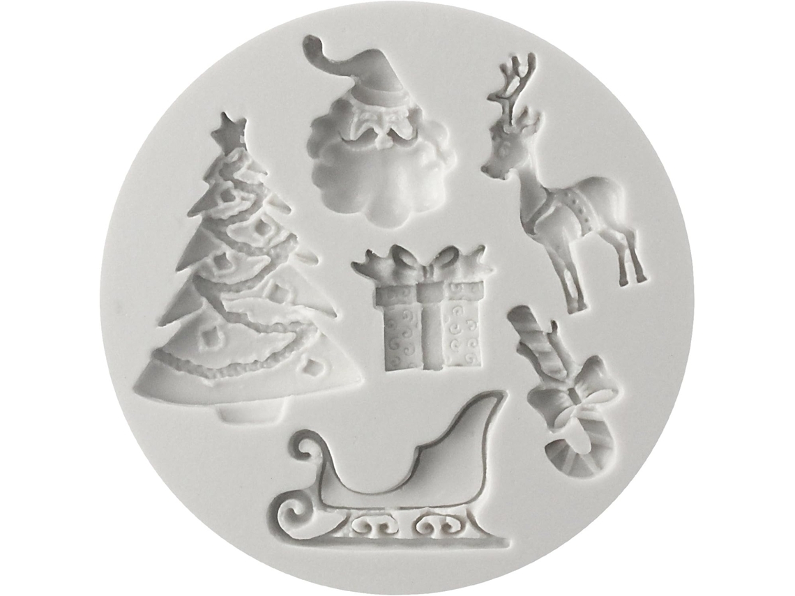 Molde De Silicone Natal Bandeja Bolo/doce/geléia/gelo/molde Biscoito Árvore Presente Rena Bastão Doces Papai Noel*