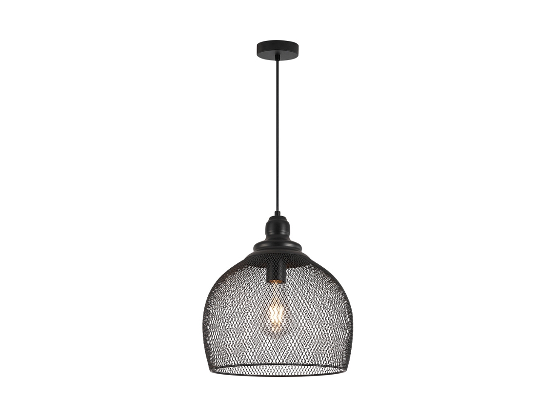 Suspensão Decorativa Em Metal Preto Com Grade E27 Diâmetro 450mm Braytron
