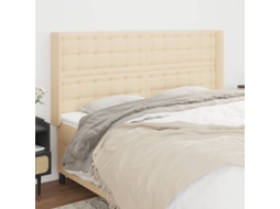 Vidaxl Cabeceira De Cama C/ Abas Tecido 163x16x118/128 Cm Cor Crème