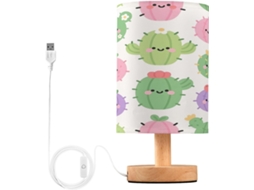 Abajur De Cabeceira Em Formato Cactus Para Quarto, Com USB C Carregamento Portas, Luminária De Mesa Cabeceira