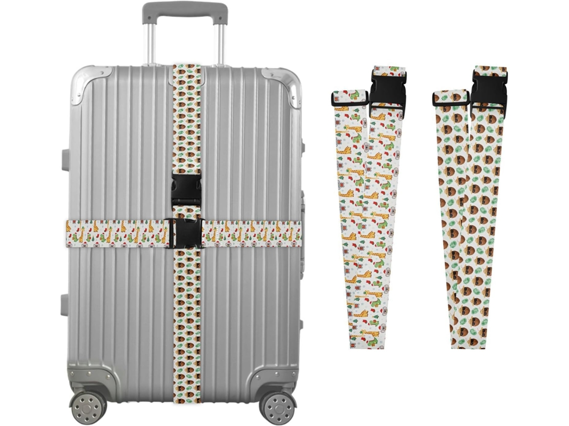 Conjunto De 2 Alças Bagagem Natalinas Com Estampa Girafa E Coala, Perfeitas Para Férias, Cocos, Verão E Temas Tropicais