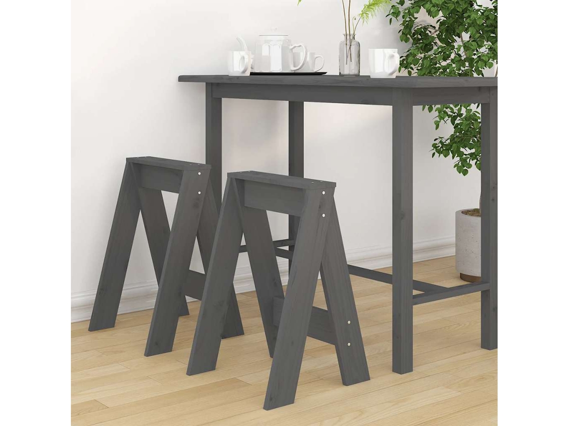 Vidaxl Bancos 2 Pcs 40x40x60 Cm Pinho Maciço Cinzento