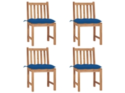 Vidaxl Cadeiras De Jardim C/ Almofadões 4 Pcs Madeira De Teca Maciça