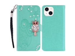 Capa Para Iphone 15 Plus Pele Sintética Azul