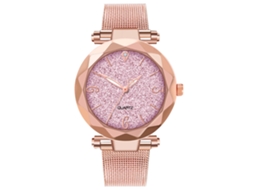 Reloj De Cuarzo Unisex Con Correa De Acero Dial Colorido Para Parejas (rosa)