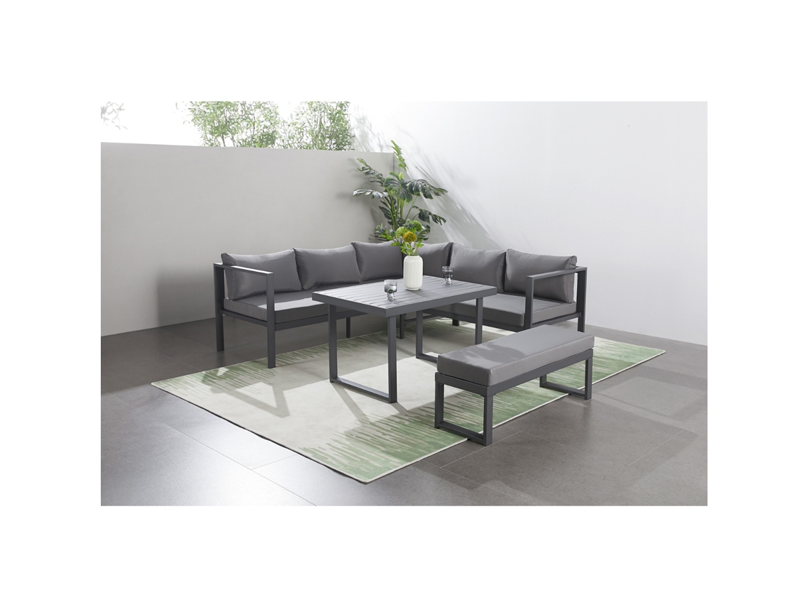 Salão De Jardim Panorâmico De 8 Lugares Em Resina Tecida Preta E Cinzenta Marbella Concept U